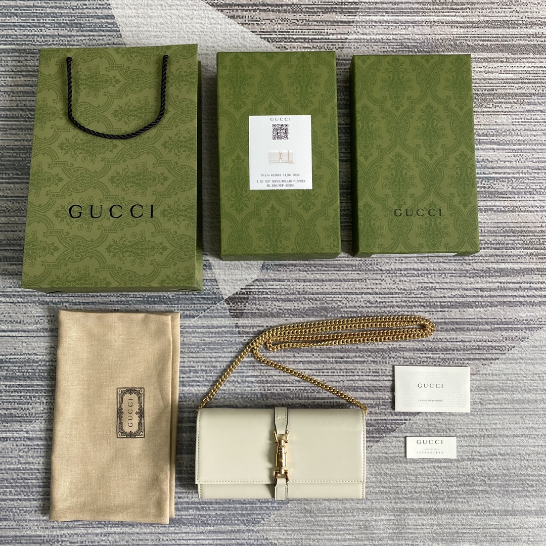 Gucci Jackie 1961 Chain Wallet 652681 White